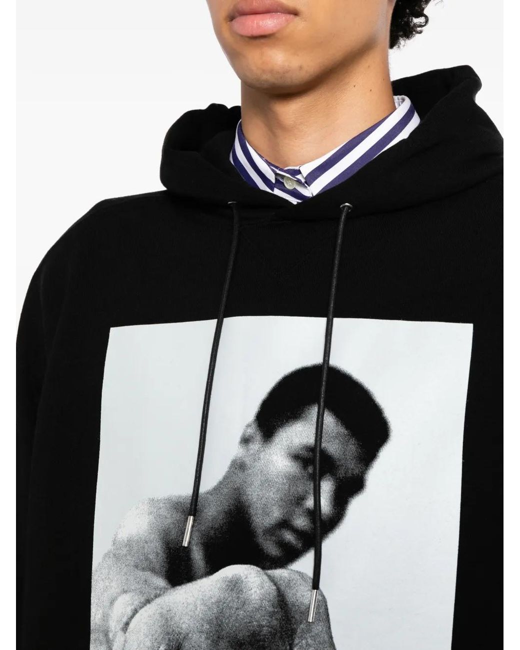 Sacai Black Hoodie À Imprimé Graphique for men