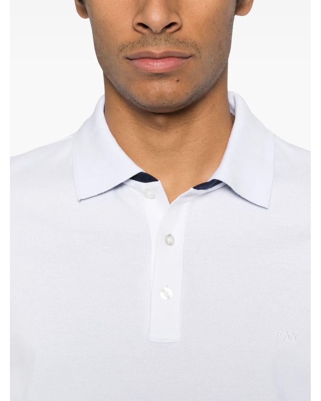 Fay White Piqué Polo Shirt for men
