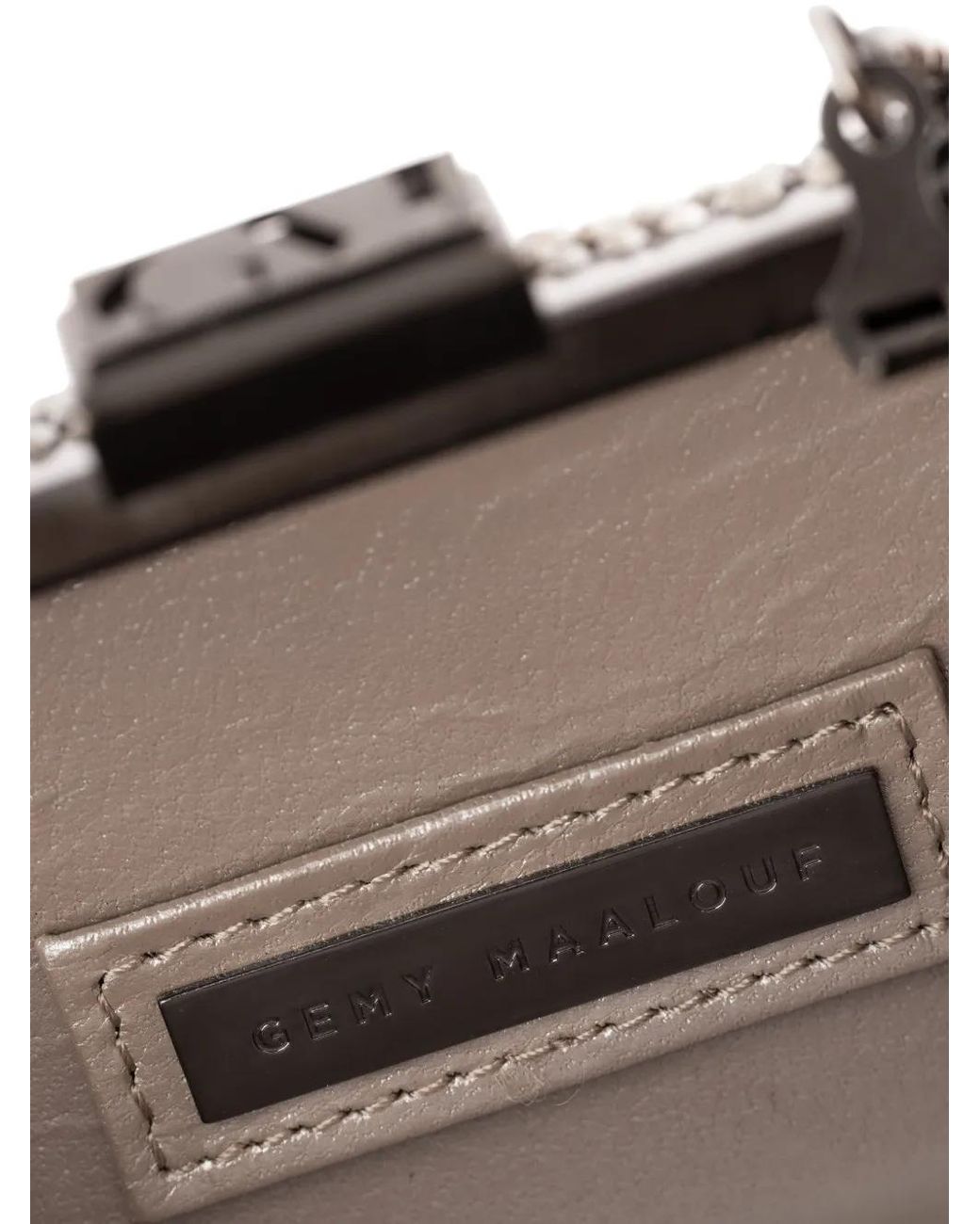 Gemy Maalouf Gray Crystal-Embellished Crepe Clutch Bag