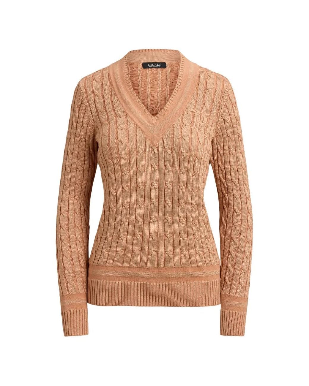 Ralph Lauren Pink Cable-Knit Monogram-Embroidered Jumper
