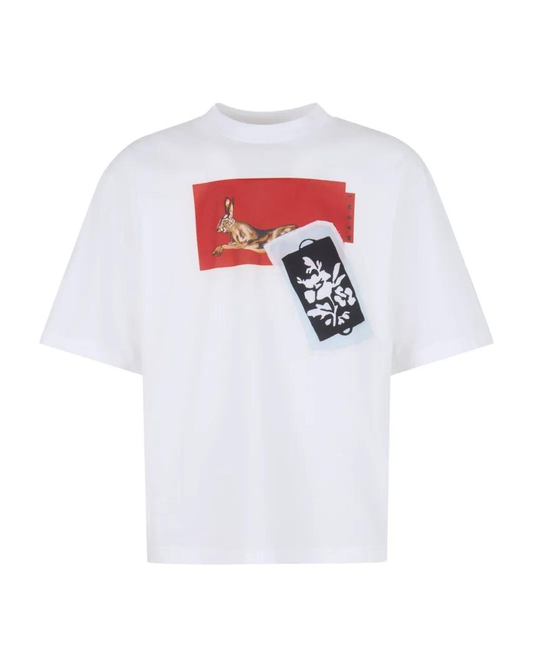 Marni White Graphic-Print T-Shirt for men