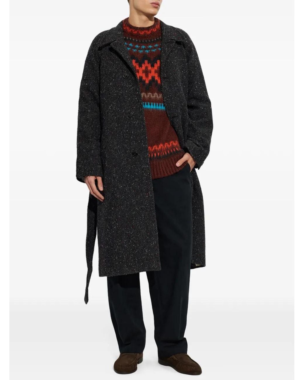 Paul Smith Dark Fair Isle Wool-Alpaca Sweater in Red for Men | Lyst