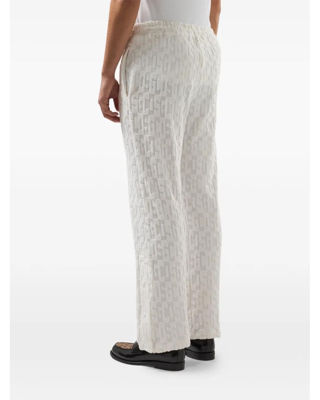 Gcds White Monogram-Pattern Trousers for men