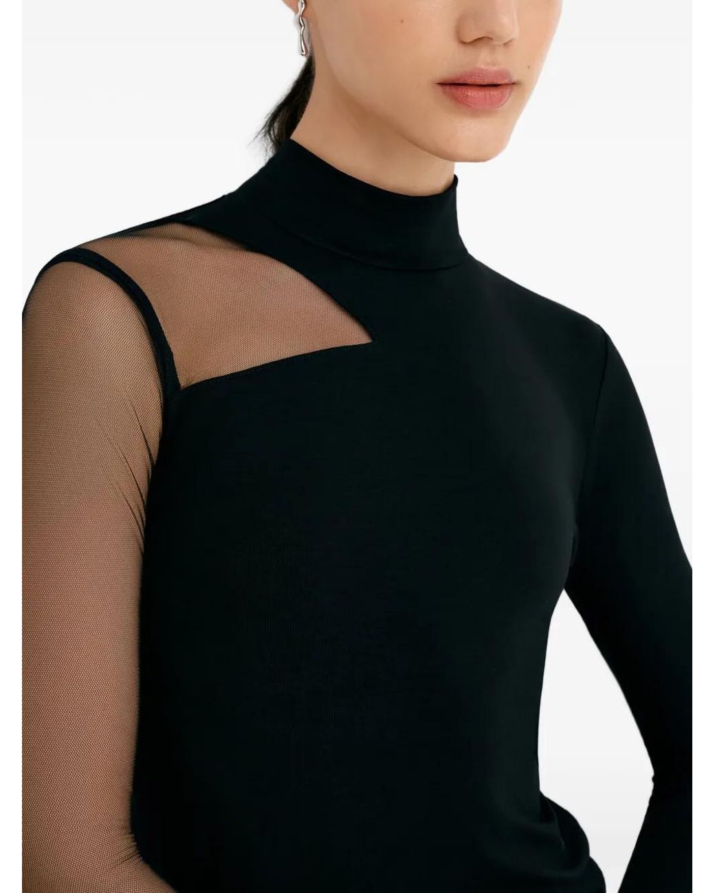 MARCELLA Black Ysabel Mock-Neck Top