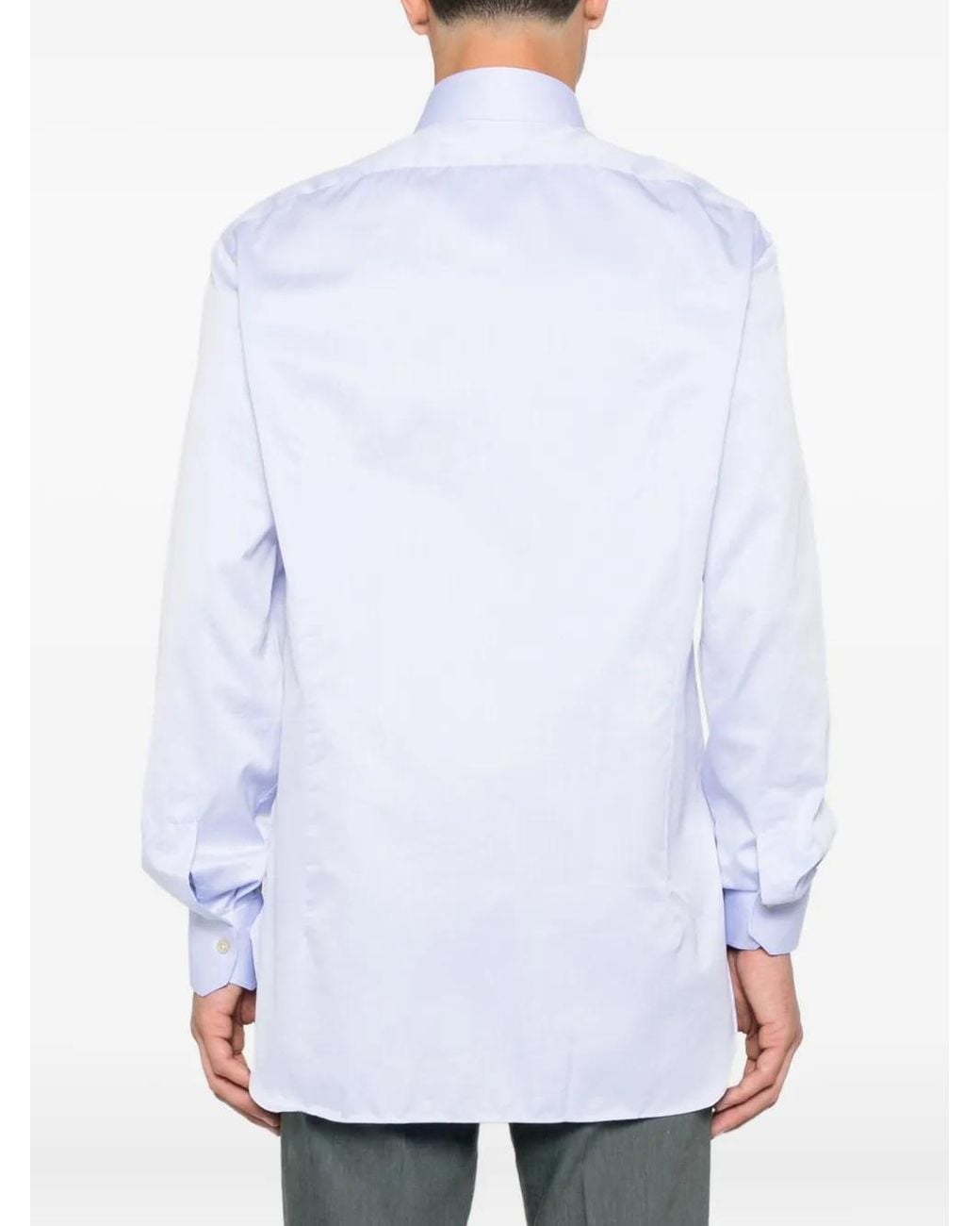 Kiton White Long-Sleeve Button-Down Shirt for men