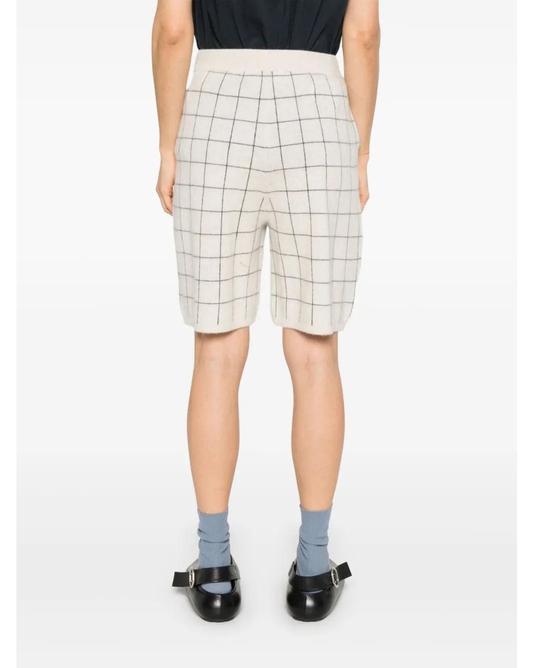 Frenckenberger Natural Windowpane-Pattern Shorts