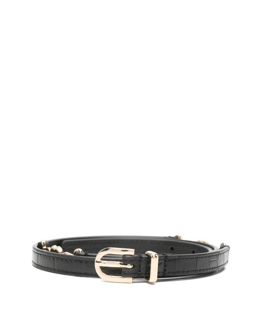 Cinturón Slim Con Efecto De Piel De Cocodrilo Maje de color Black