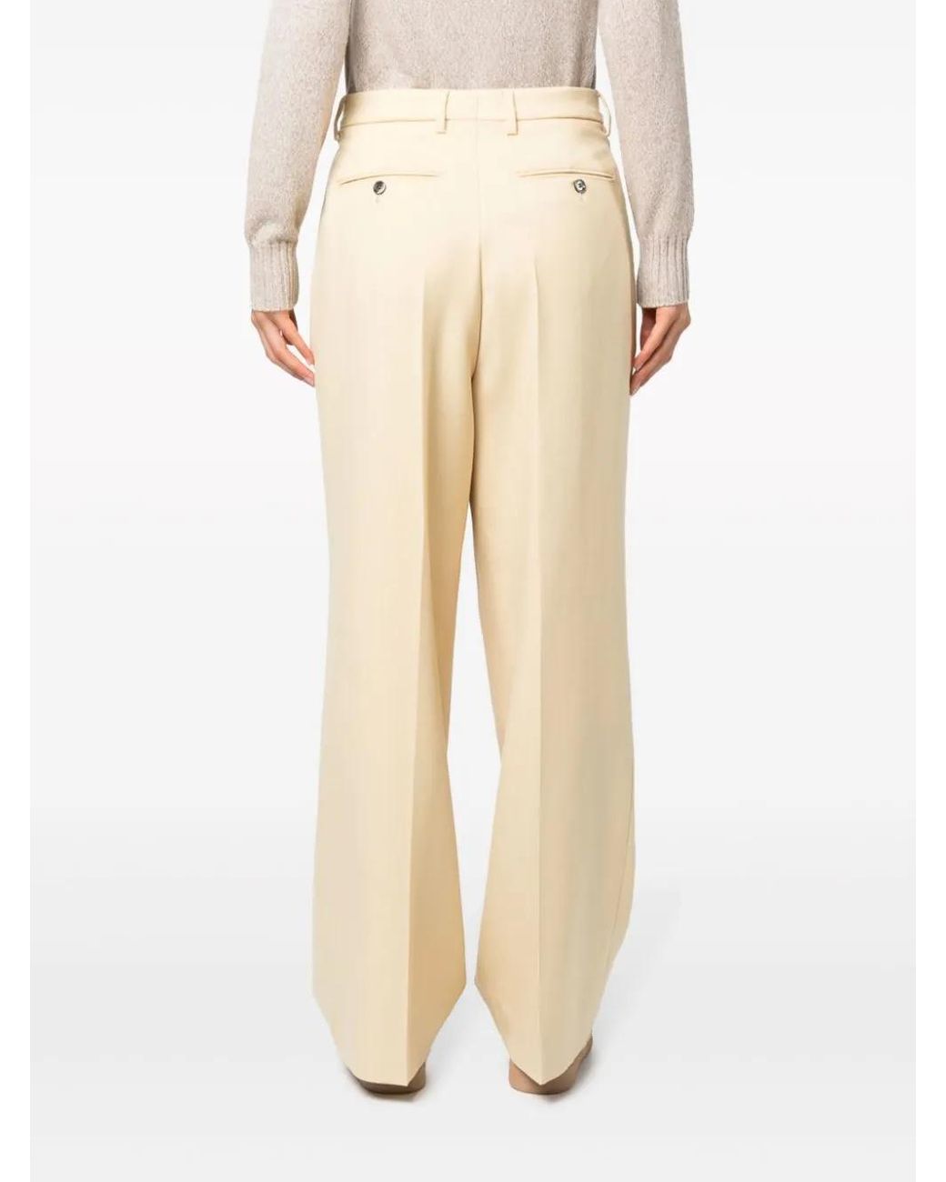 AMI Natural Straight-leg Virgin-wool Trousers
