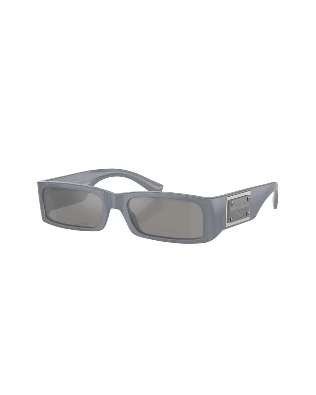 Dolce & Gabbana Gray Rectangle-Frame Logo-Plaque Sunglasses for men