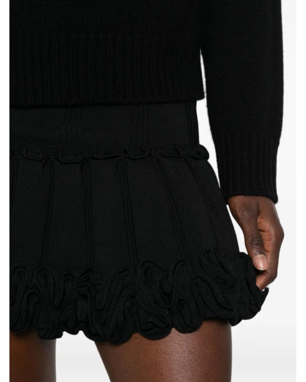 Sandro Black Short Ribbed Knit Skirt