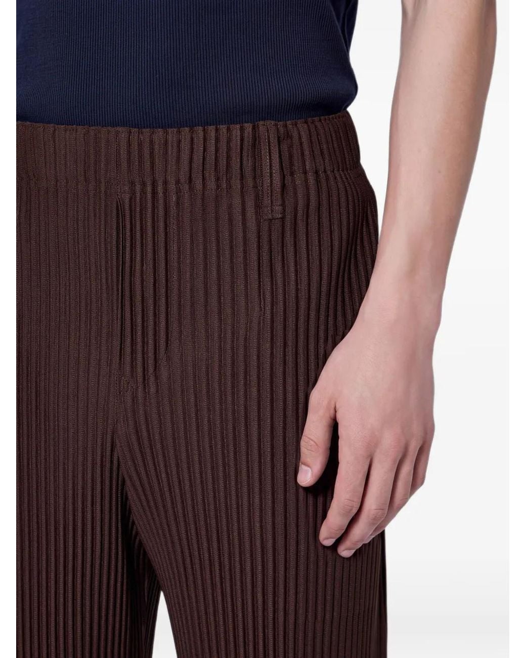 Homme Plissé Issey Miyake Red Pleated Straight-Leg Trousers for men