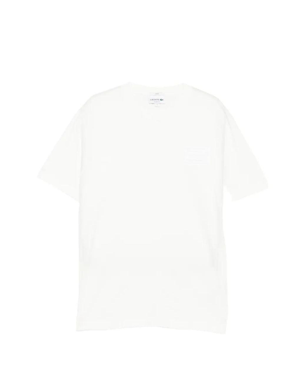 Lacoste White Embossed Branding Jersey T-Shirt