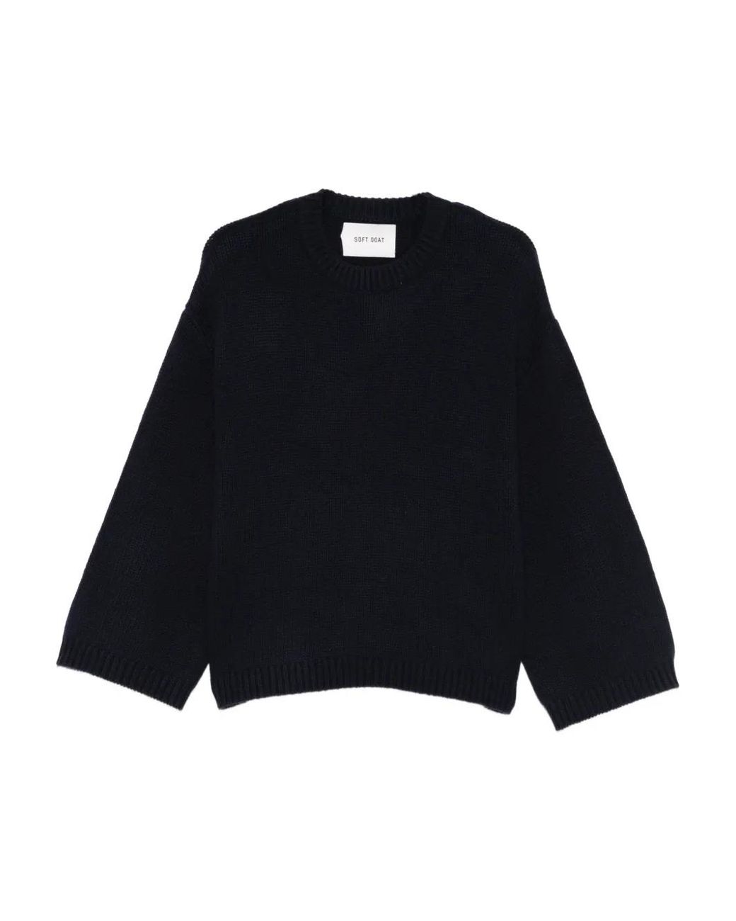 Soft Goat Blue Chunky Cashmere Crew-Neck Sweater
