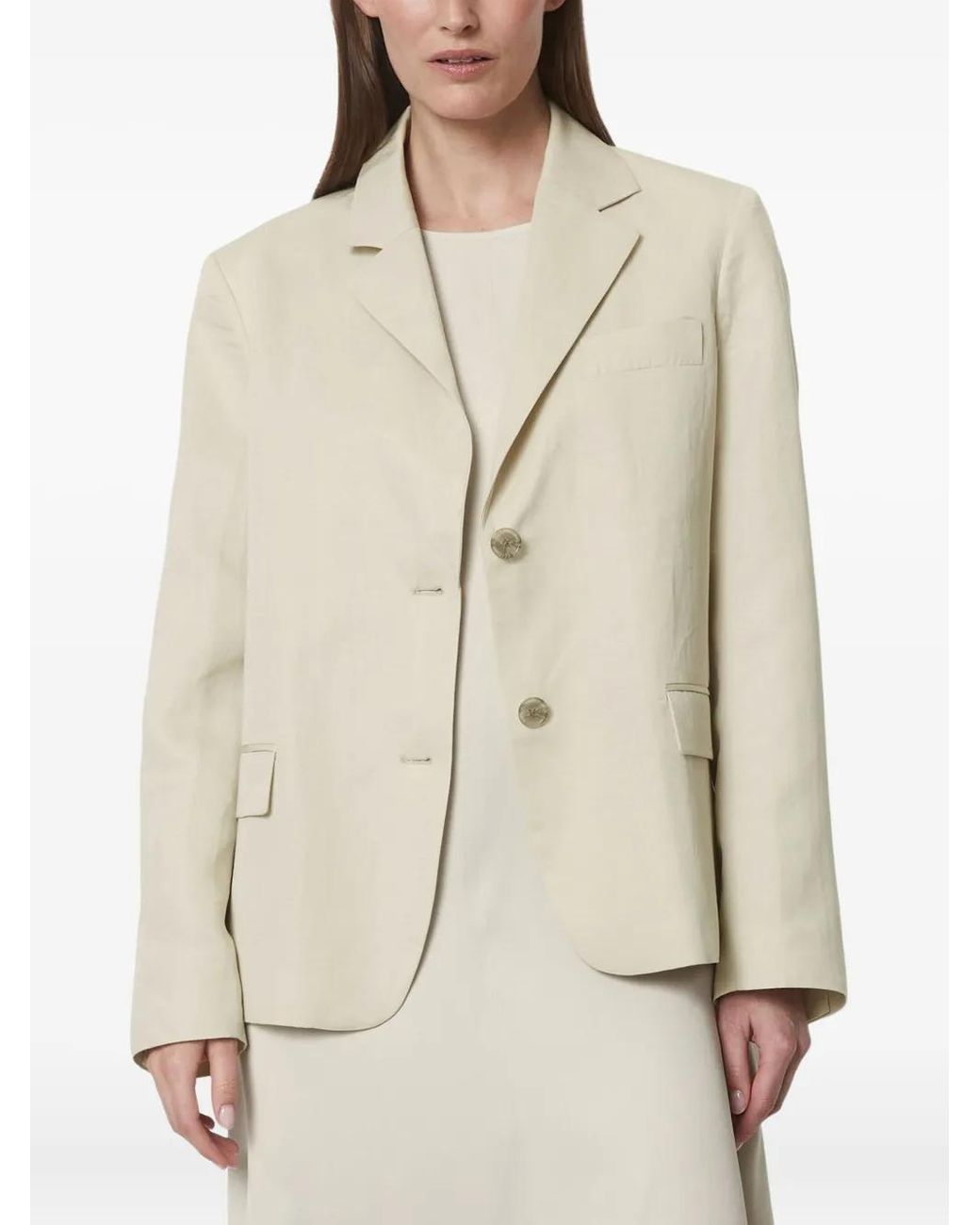 Marc O' Polo White Single-Breasted Blazer