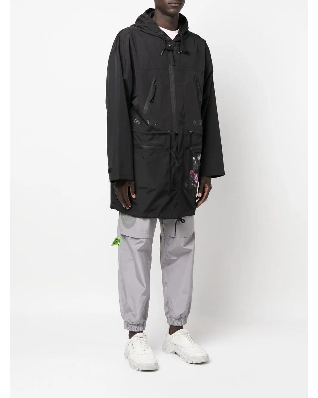 Garbage TV Black Graphic-Print Raincoat for men