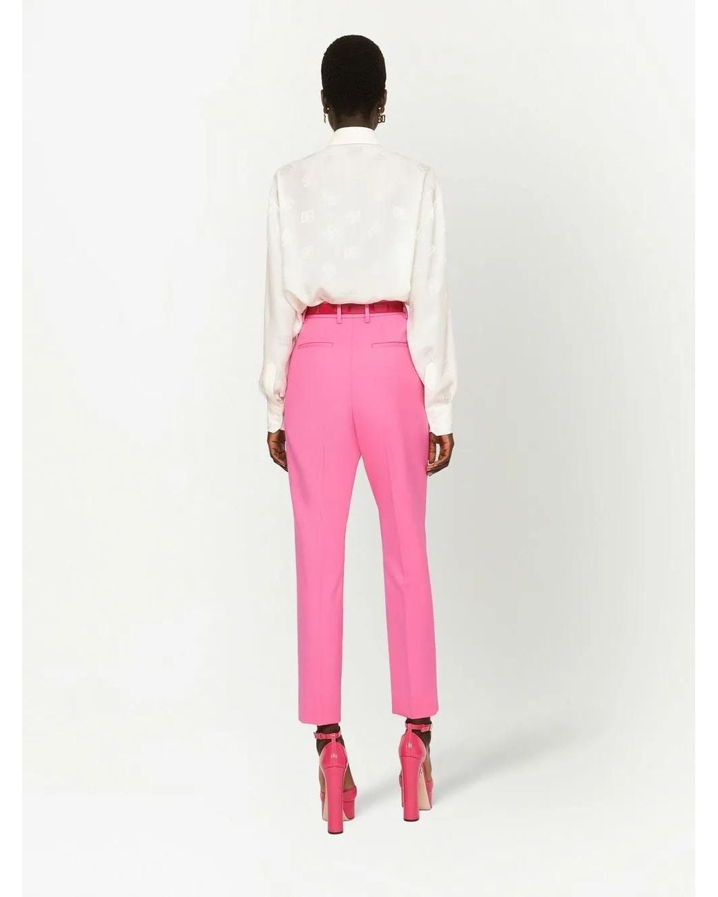 Dolce & Gabbana White Dg-Logo Jacquard Silk Shirt