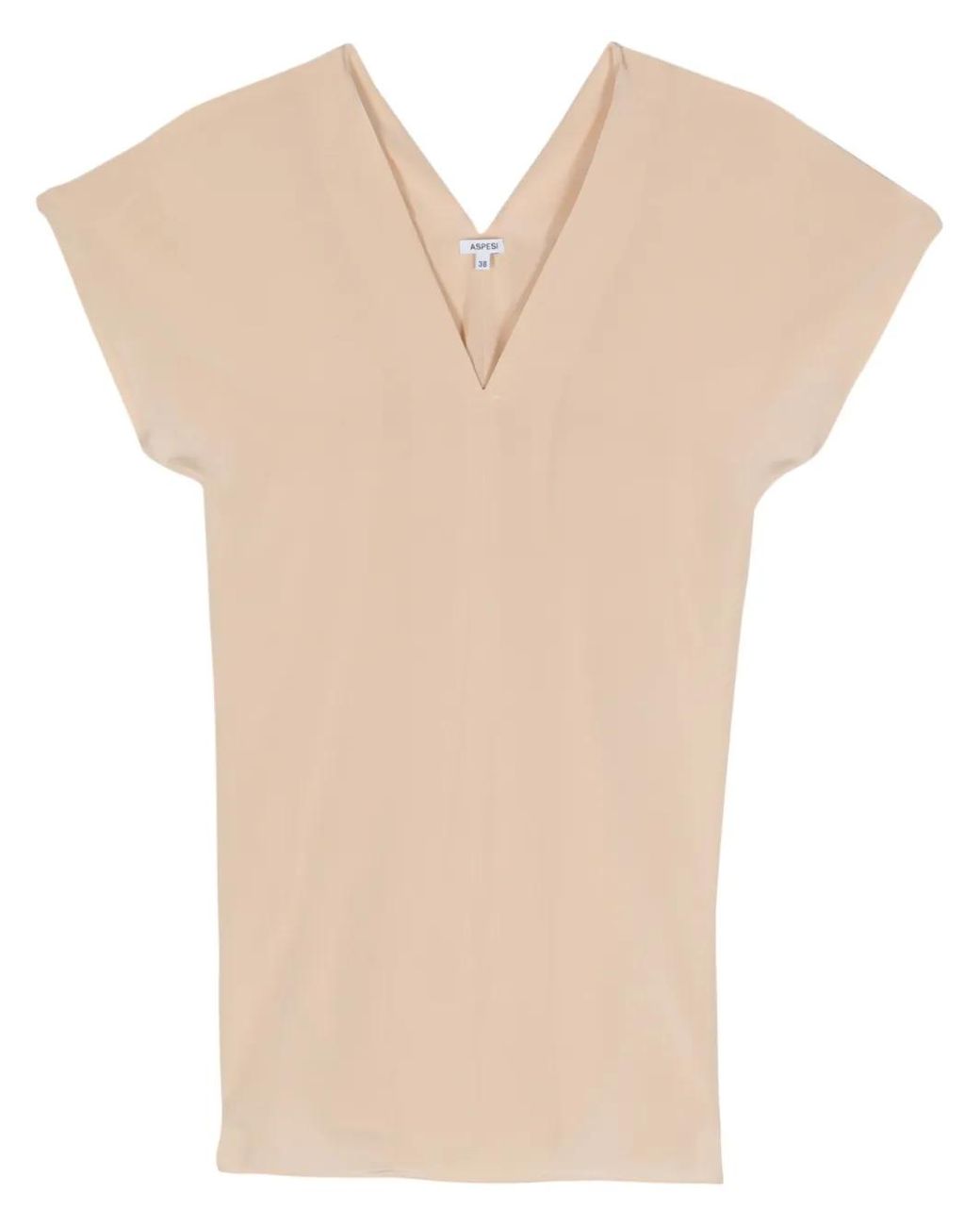 Aspesi Natural V-Neck Crepe Silk Blouse