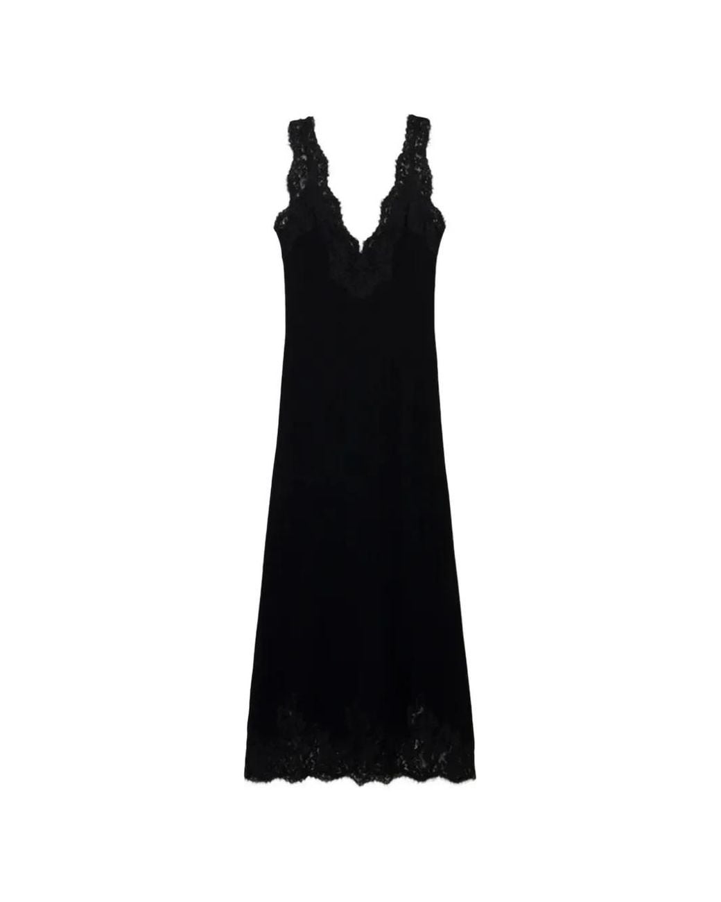 Jonathan Simkhai Black Lace-Trim Cashmere Midi Dress