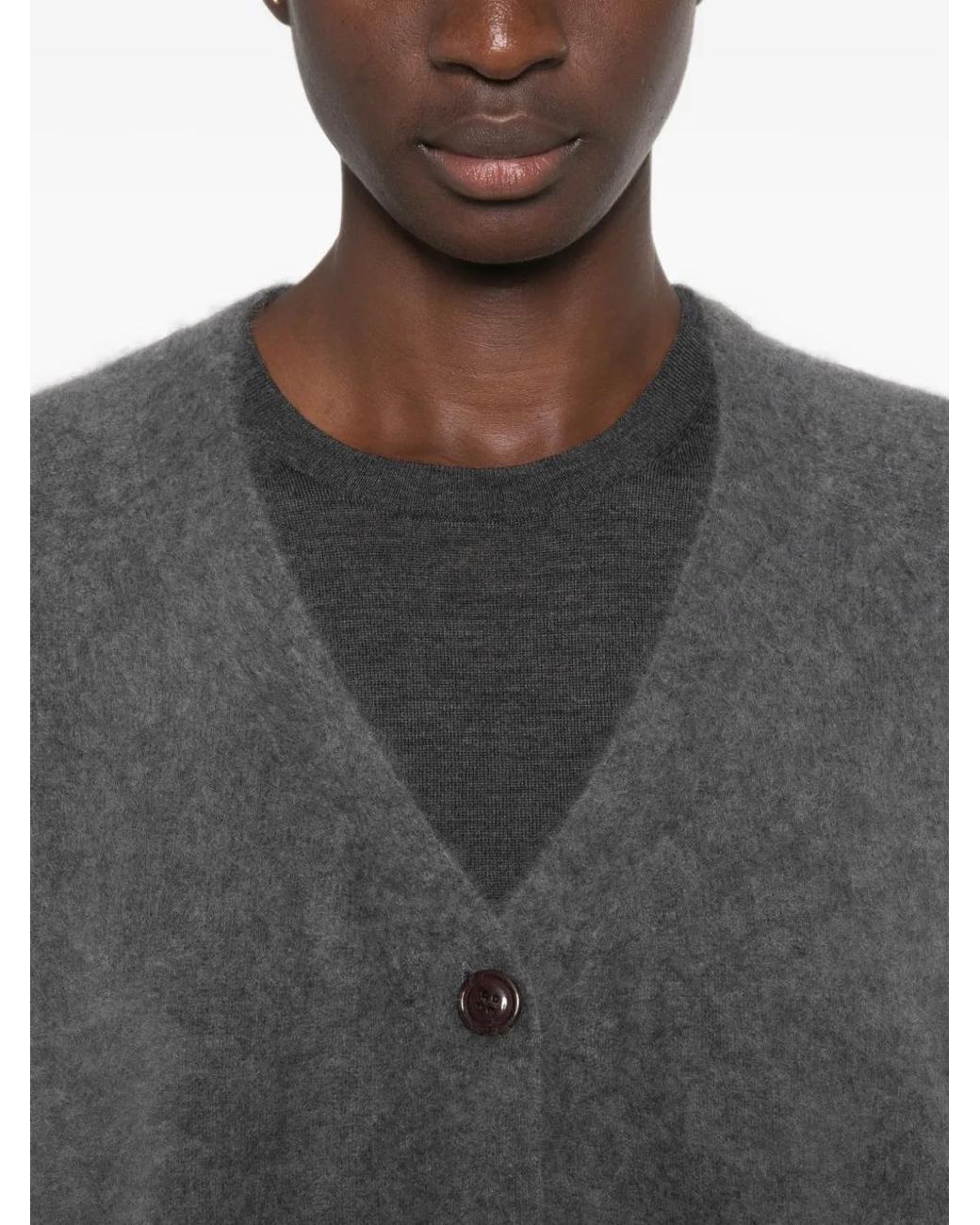 Le Petite Pulle Gray V-Neck Button-Up Cardigan