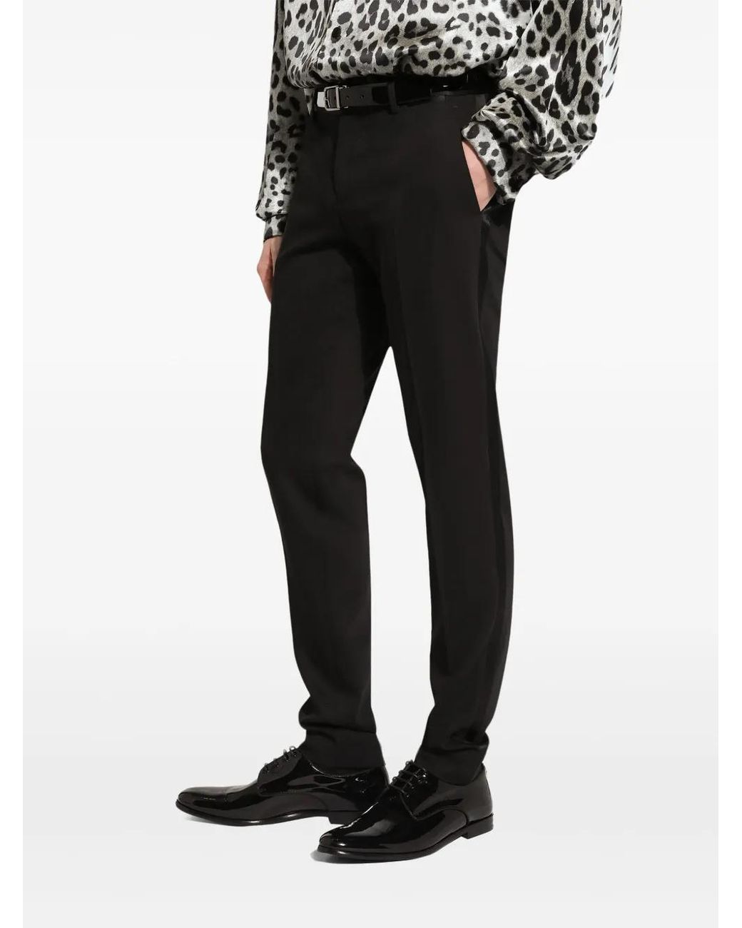 Dolce & Gabbana Black Classic Stretch Tailored Trousers for men