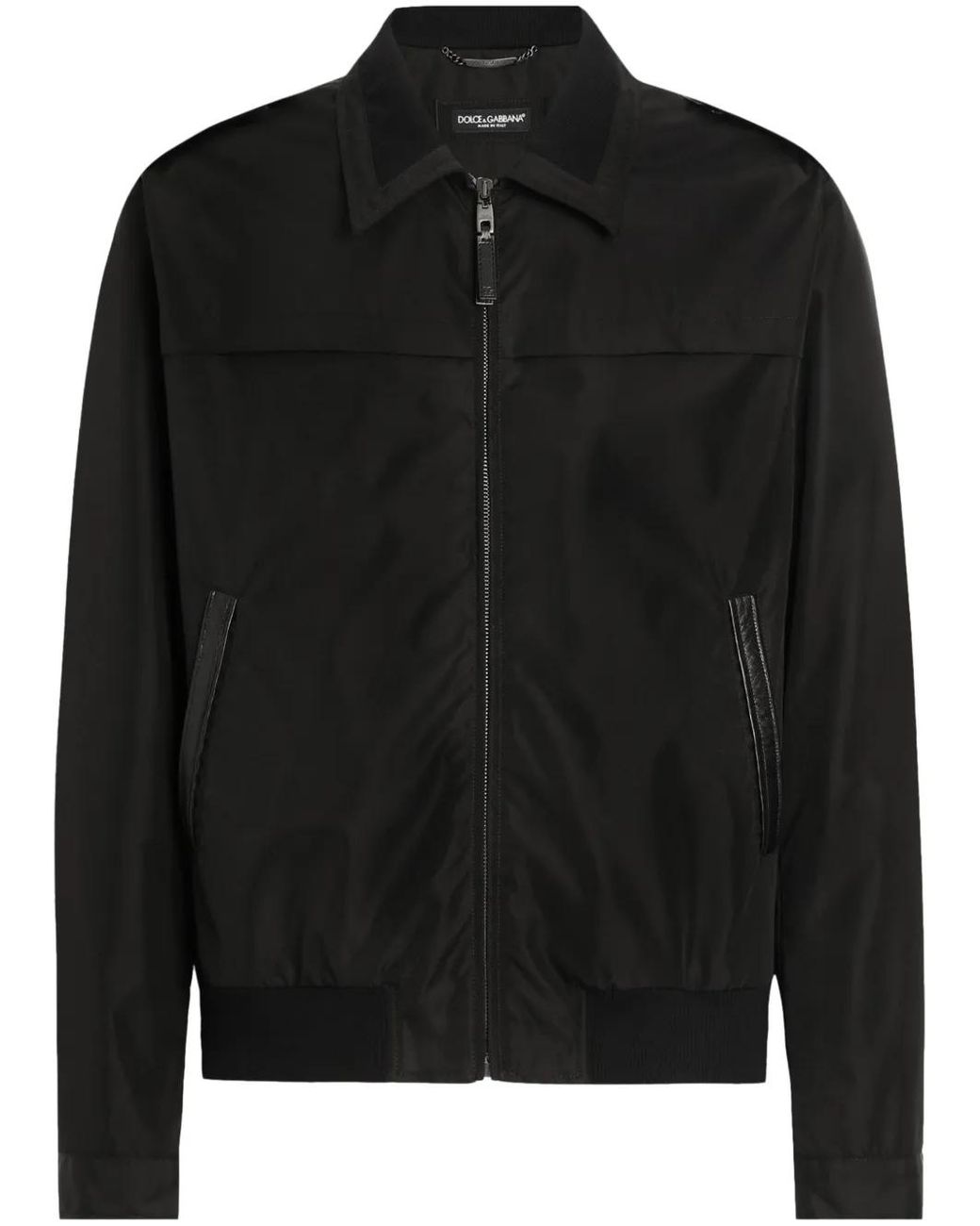 Dolce & Gabbana Black Logo-Plaque Bomber Jacket for men