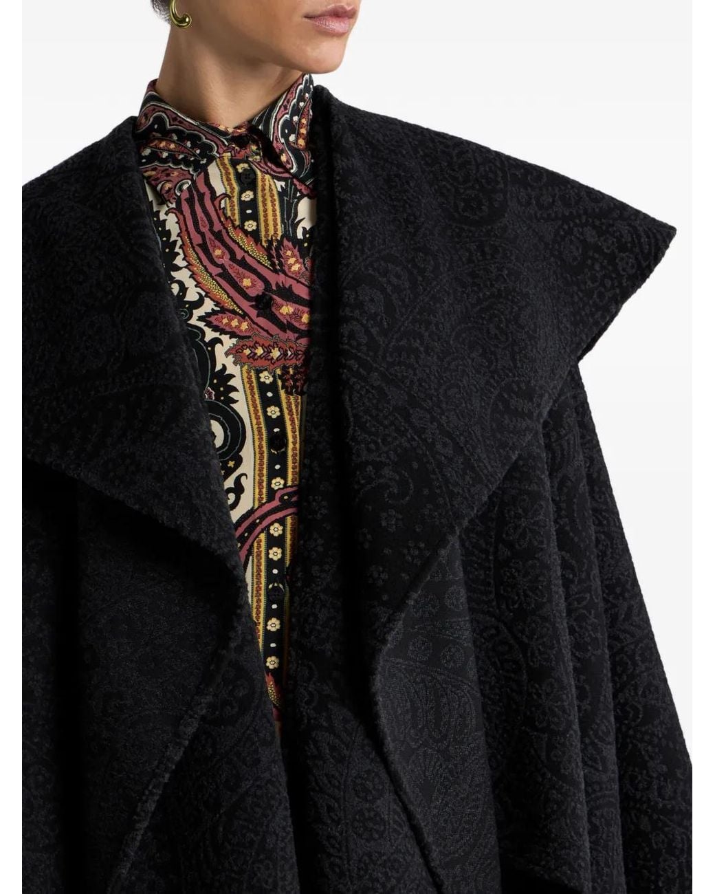 Etro Black Cape À Motif Cachemire