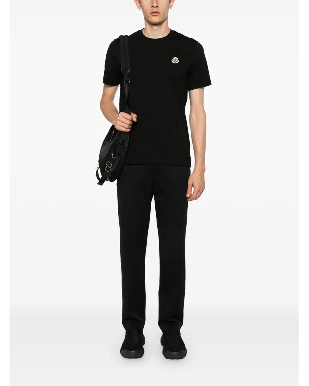 Moncler Black Logo-Patch Drawstring Trousers for men