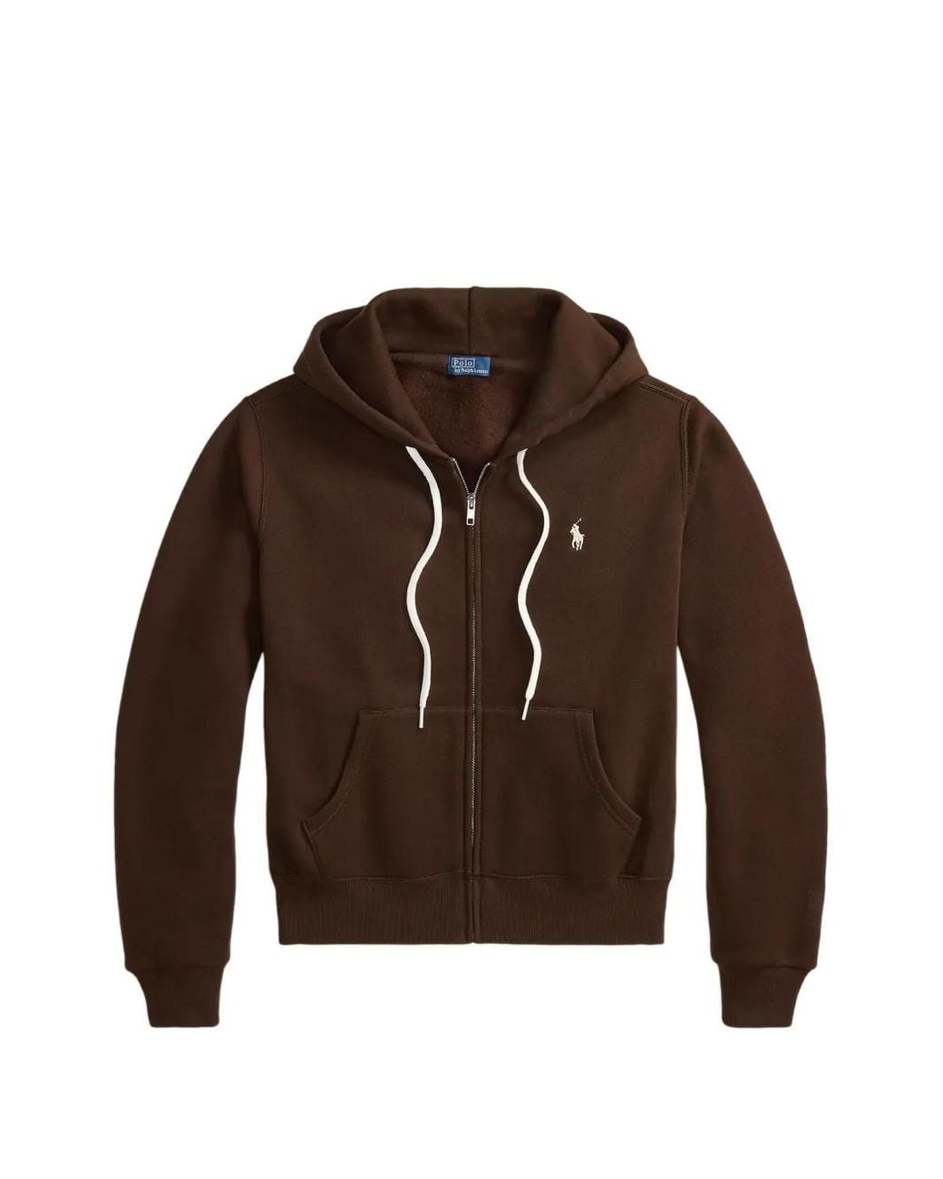 Polo Ralph Lauren Brown Logo-Embroidered Zip-Up Hoodie