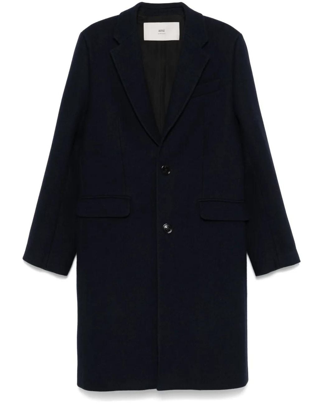 AMI Blue Wool Single-Breasted Coat for men