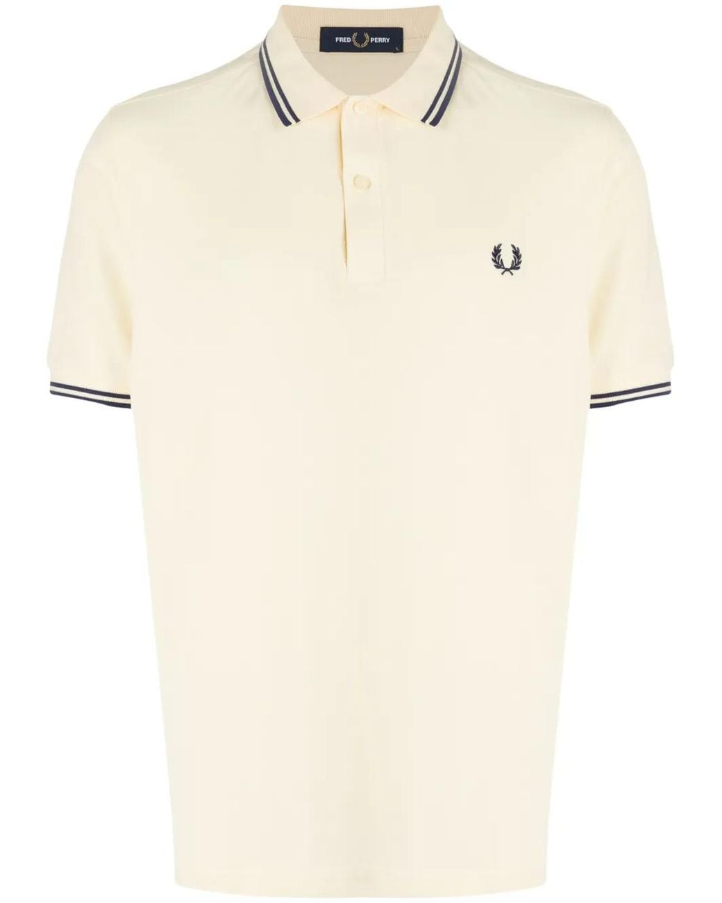 Fred Perry Natural Laurel Wreath-Embroidered Cotton Polo Shirt for men