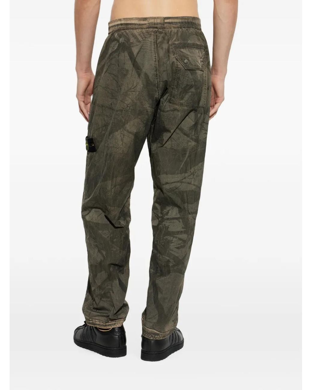 Stone Island Gray Logo-Patch Straight-Leg Trousers for men