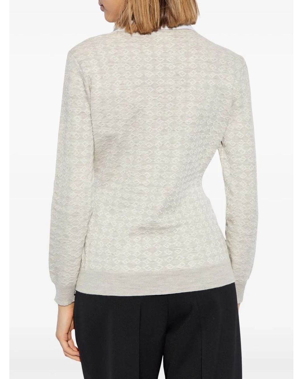 Givenchy White Monogram 72 Jacquard Polo Jumper