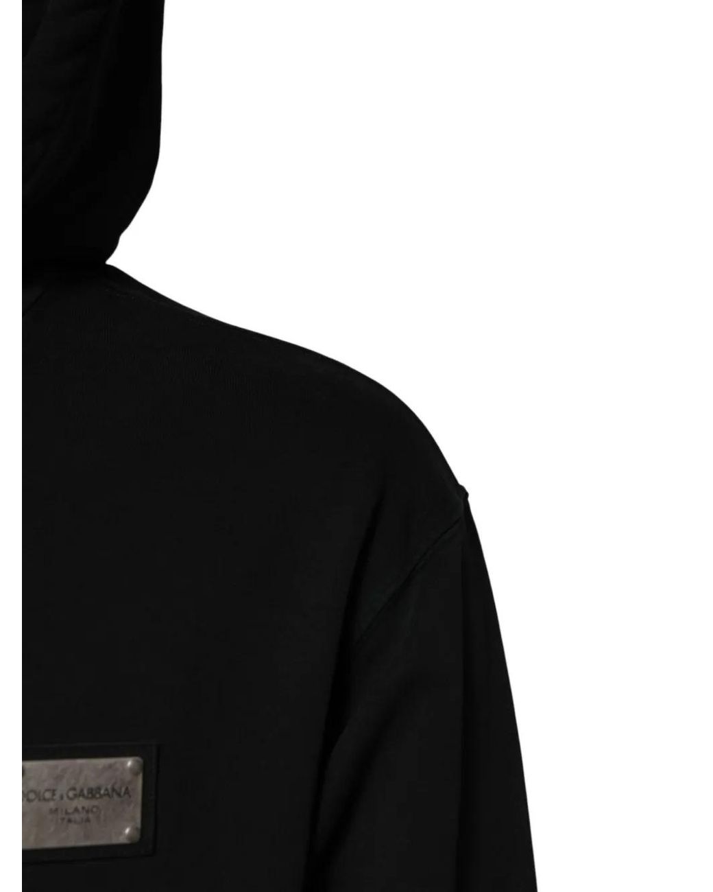 Dolce & Gabbana Black Logo-Plaque Zip-Up Hoodie for men