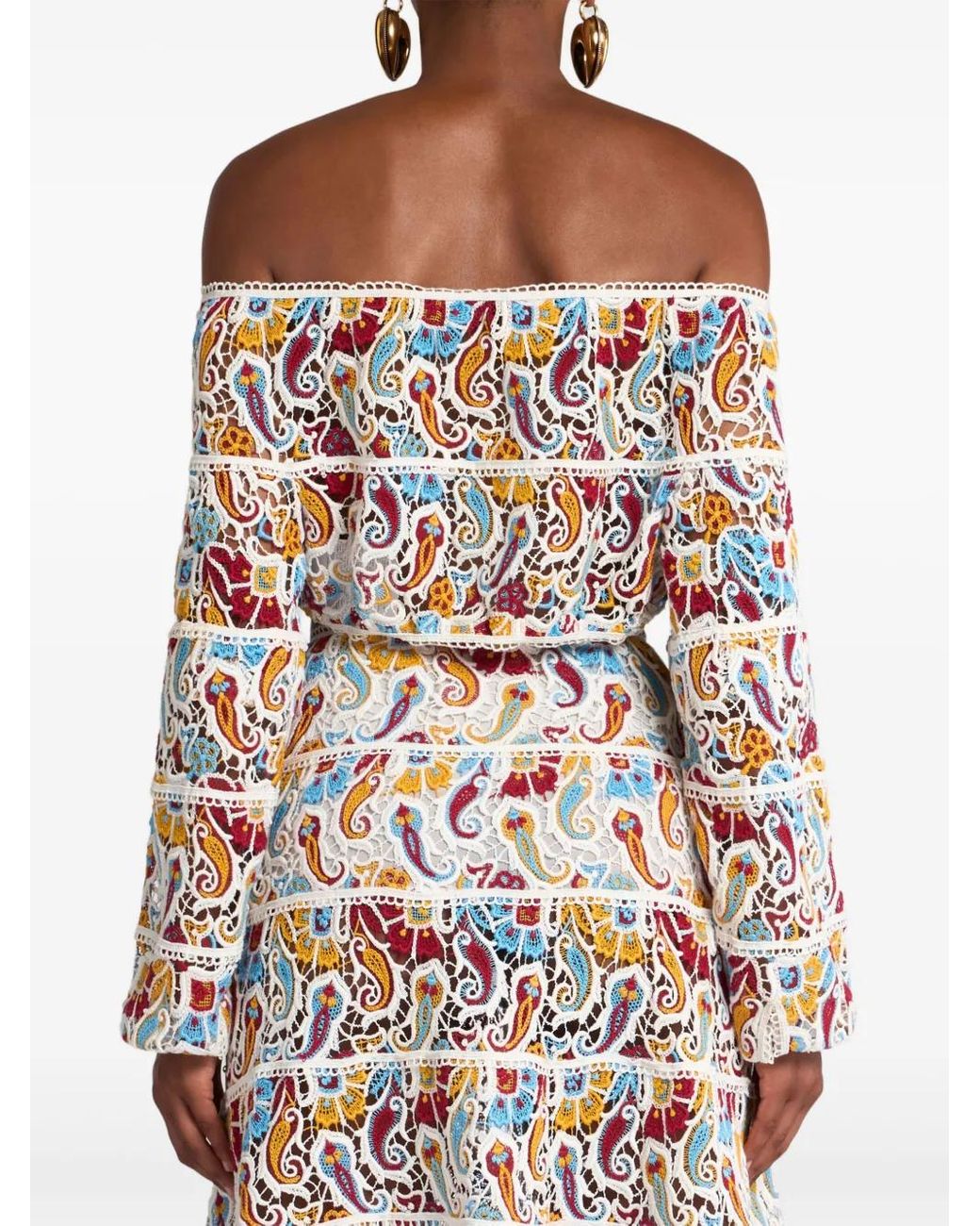 Etro White Paisley-Macramé Top