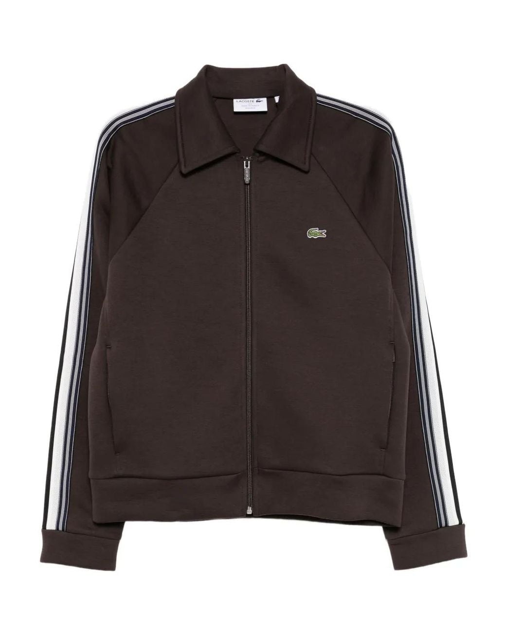 Lacoste Brown Stripe Zip Shirt for men