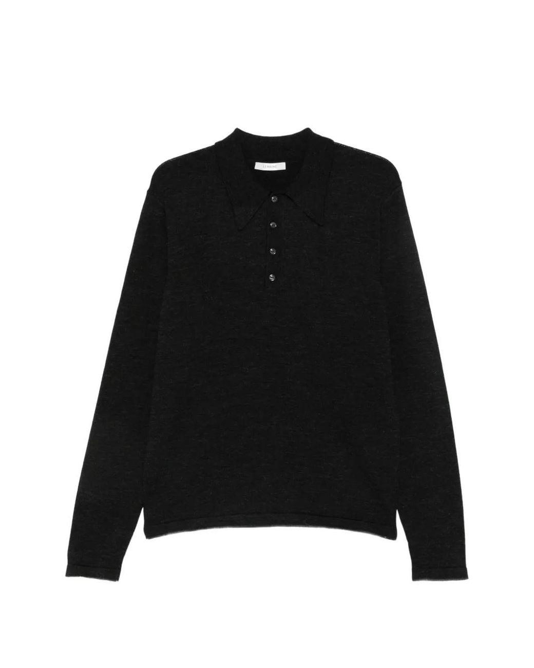 Lemaire Black Long-Sleeve Polo Shirt for men