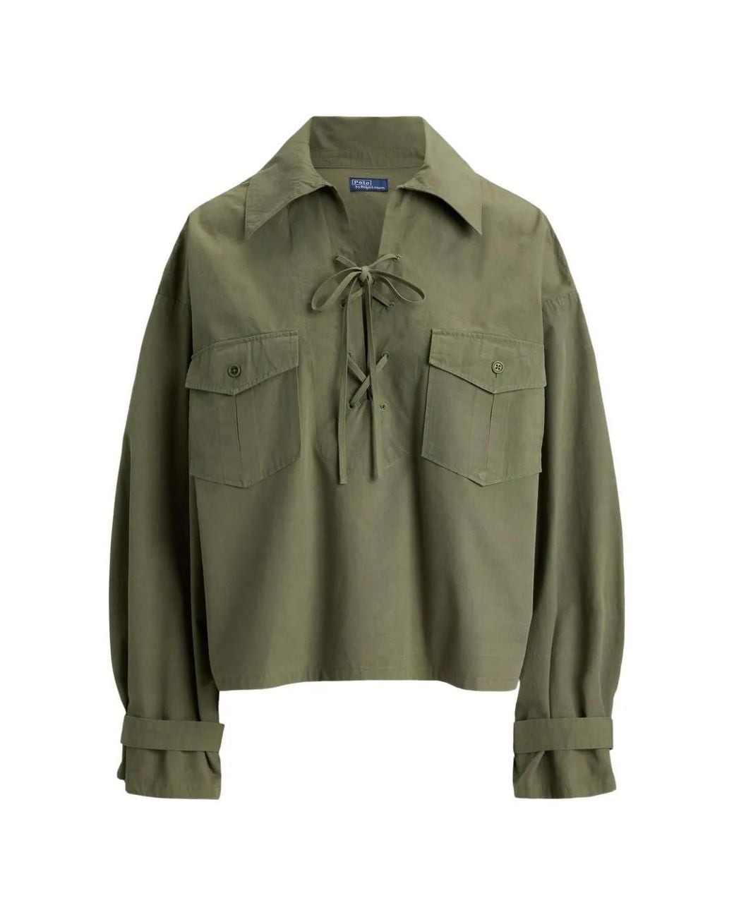 Polo Ralph Lauren Green Lace-Up Cotton Shirt