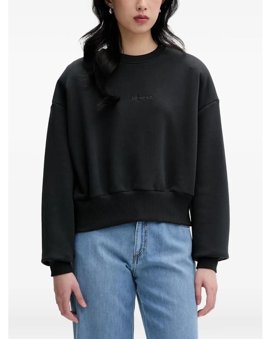 La Mania Black Hardy Logo-Embroidered Sweatshirt