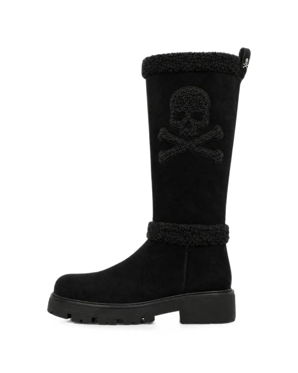 Philipp Plein Black Skull And Bones Suede Boots