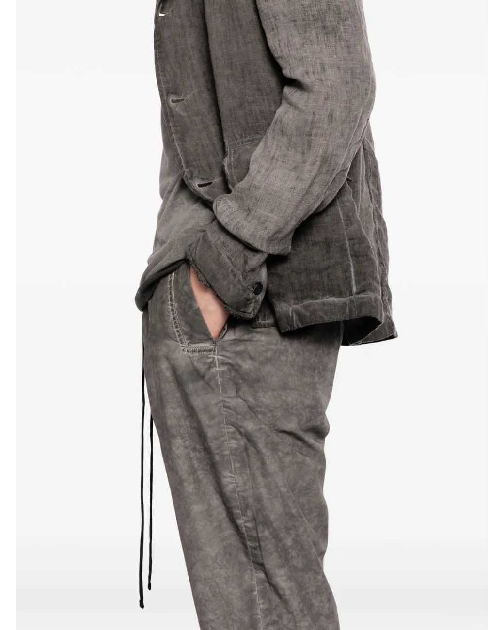 Thom Krom Gray Cotton Cropped Trousers for men