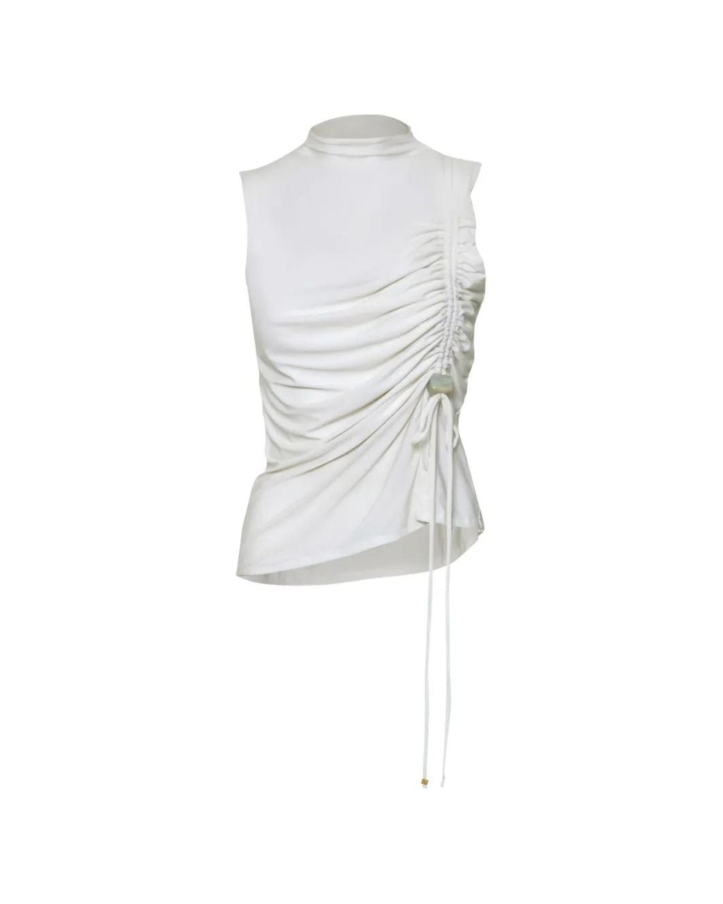 Baobab White Uli Ruched Stone-Embellished Top