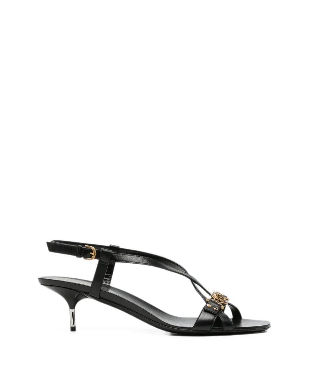 Versace Black Sandales Marisa 50 Mm En Cuir