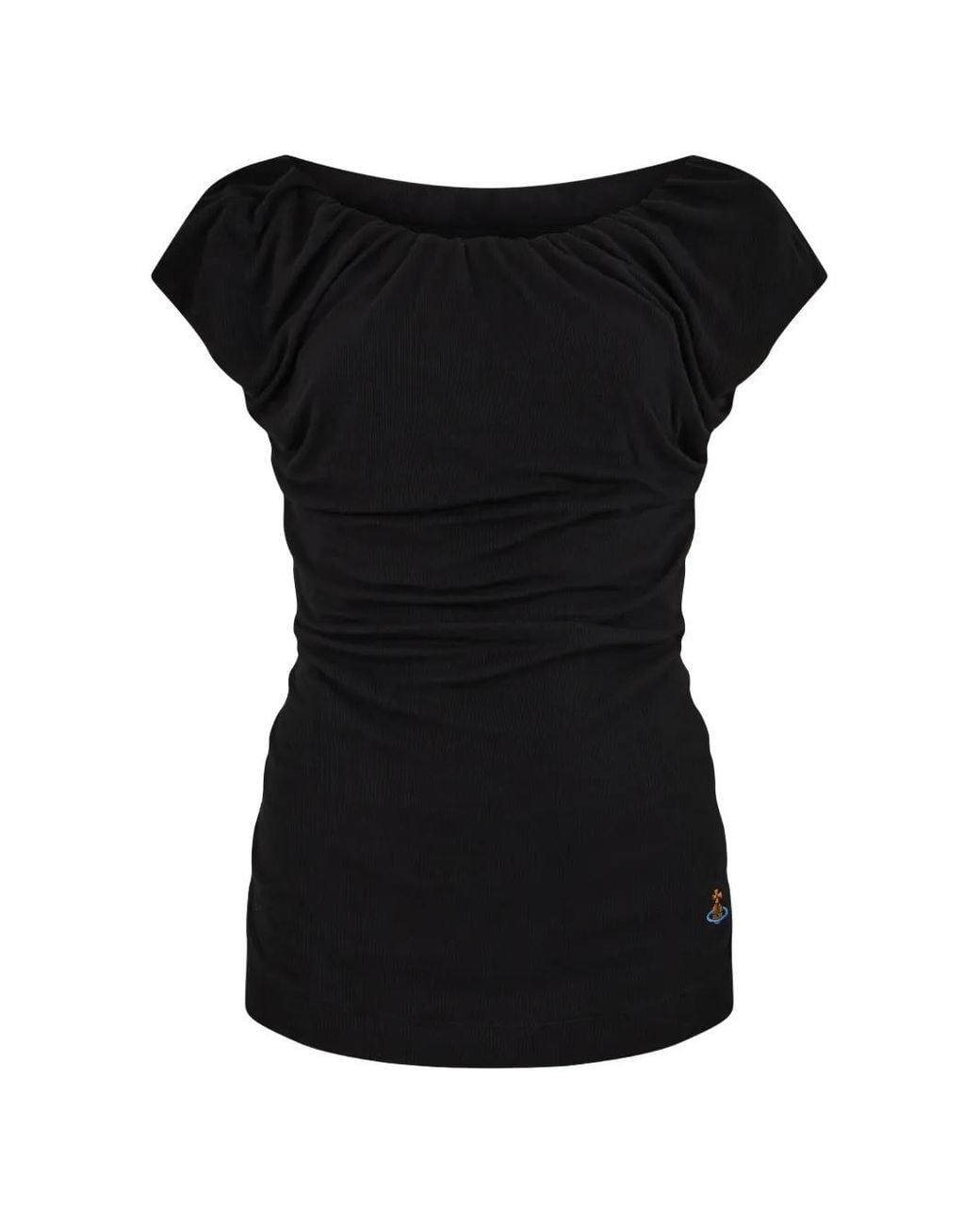 Vivienne Westwood Black Ginnie Draped Ribbed Top