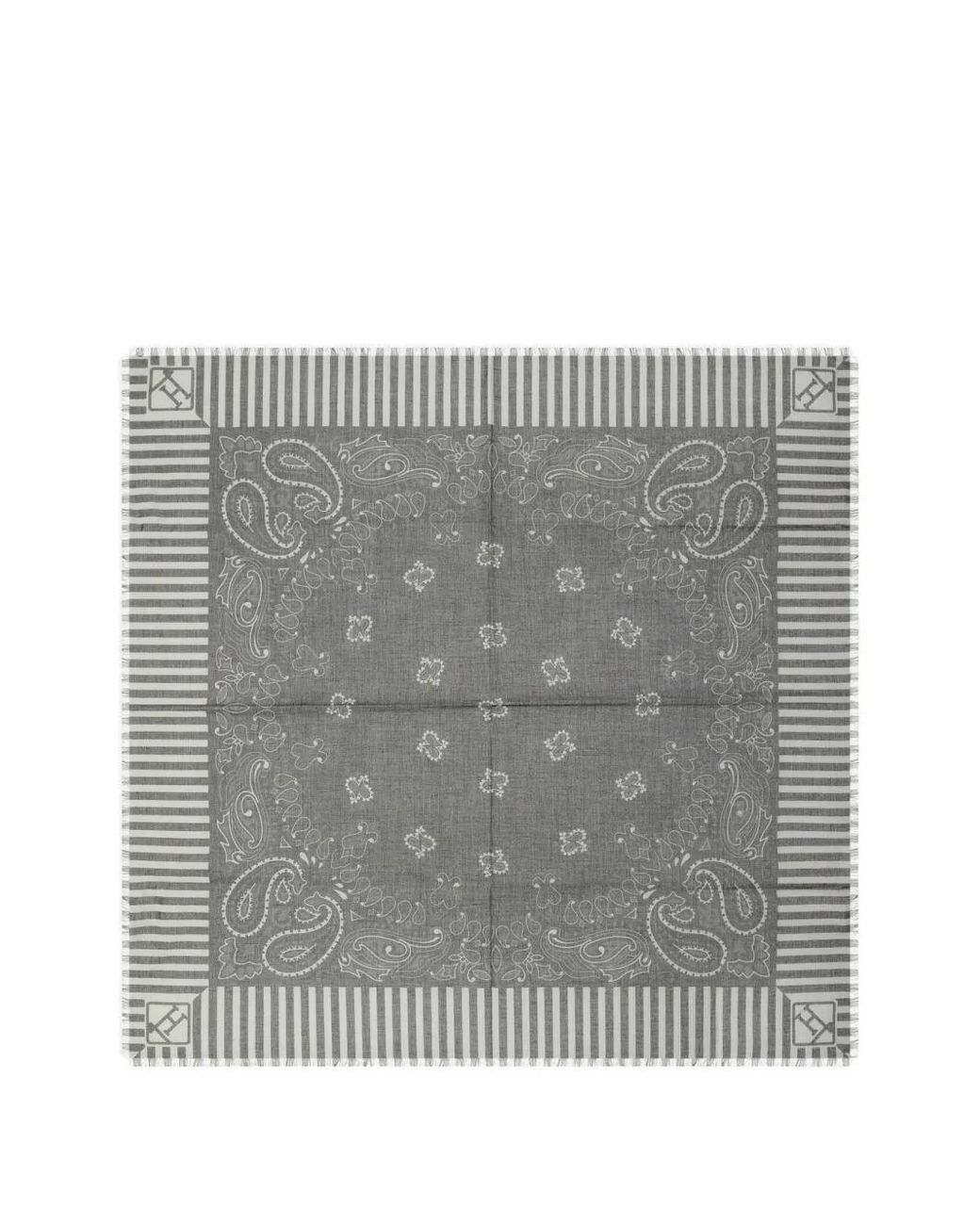 Herno Gray Paisley-Print Scarf for men