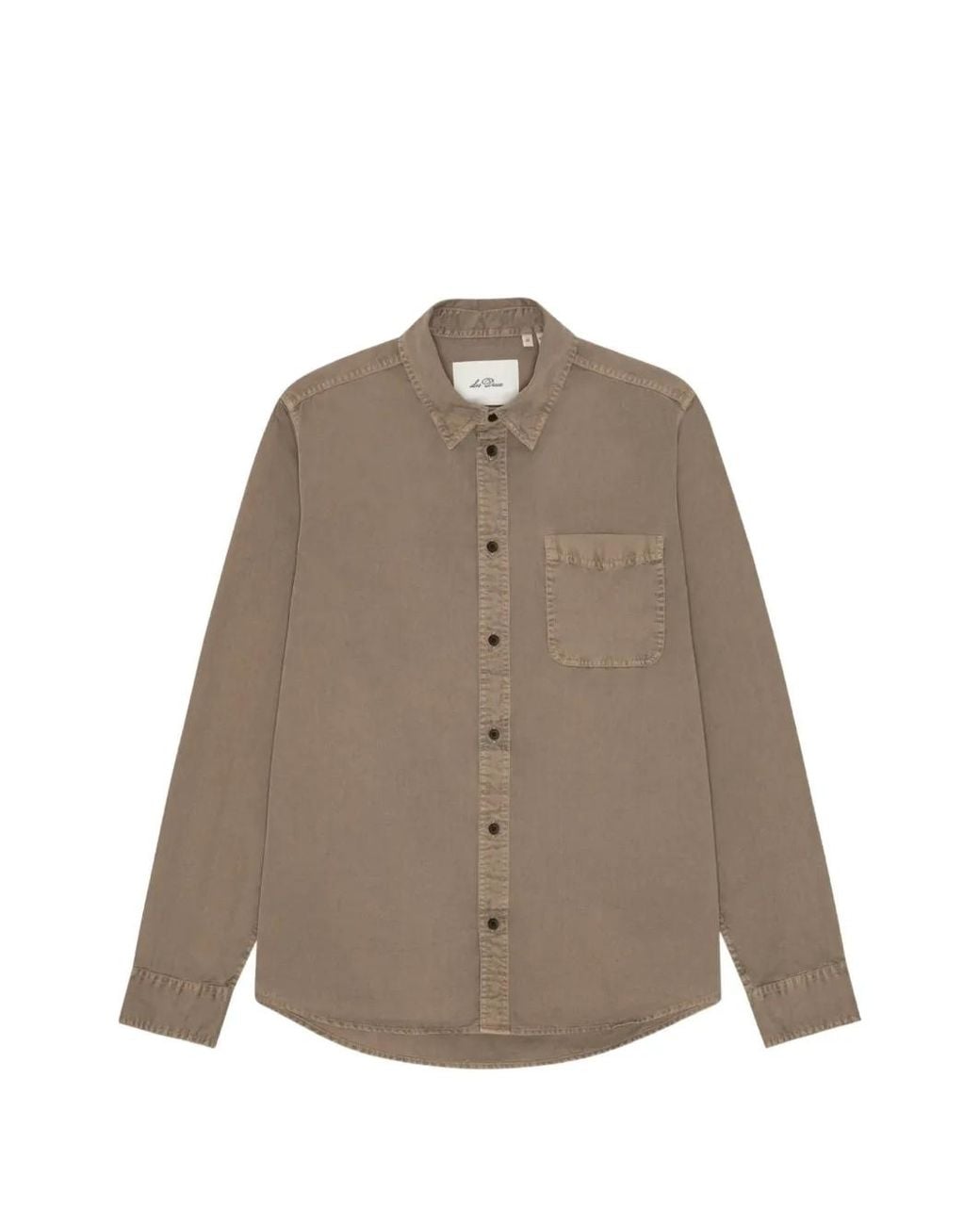 Les Deux Brown Garment-Dyed Chest-Pocket Shirt for men