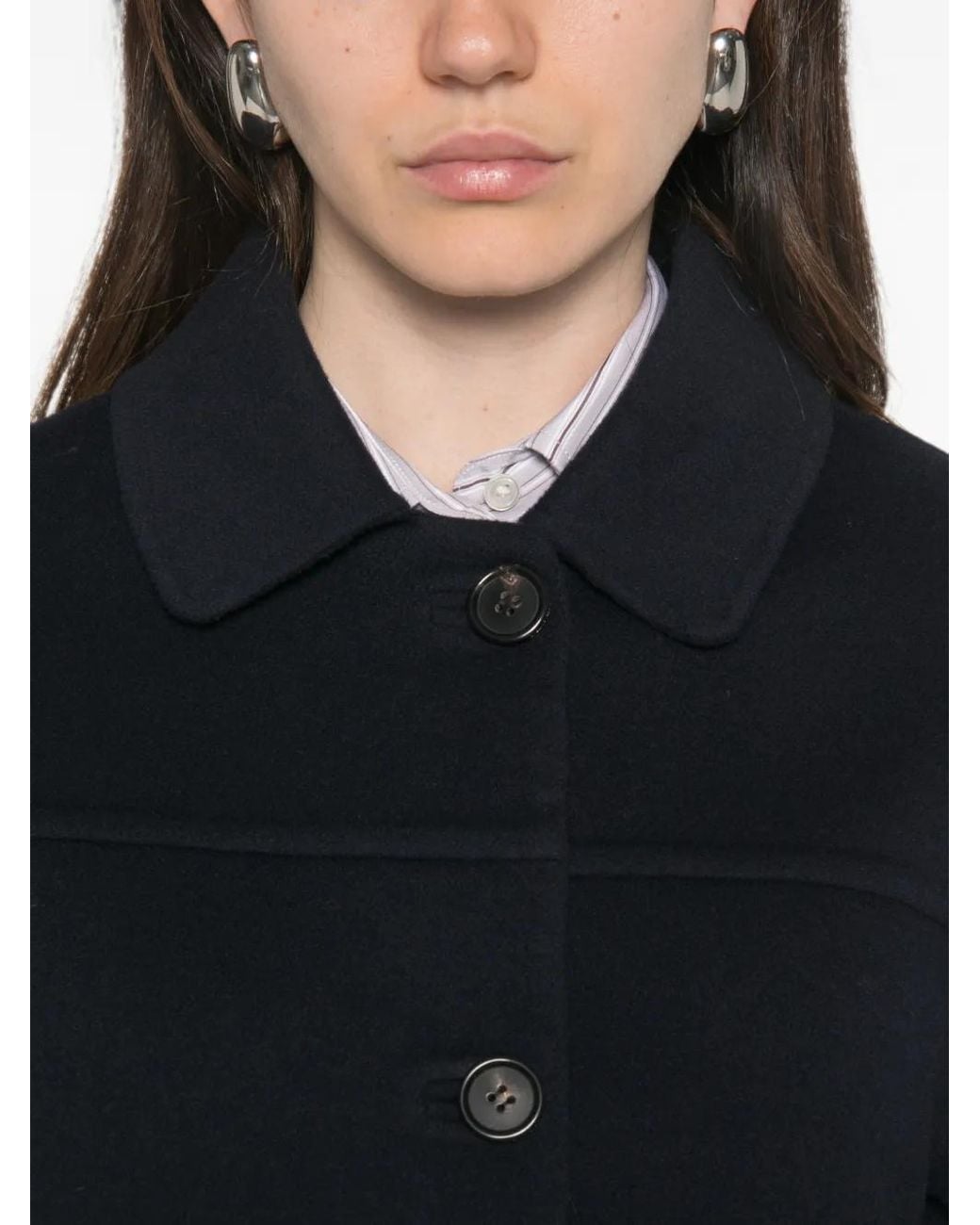 Max Mara Wollen Mantel Met Enkele Rij Knopen in het Black