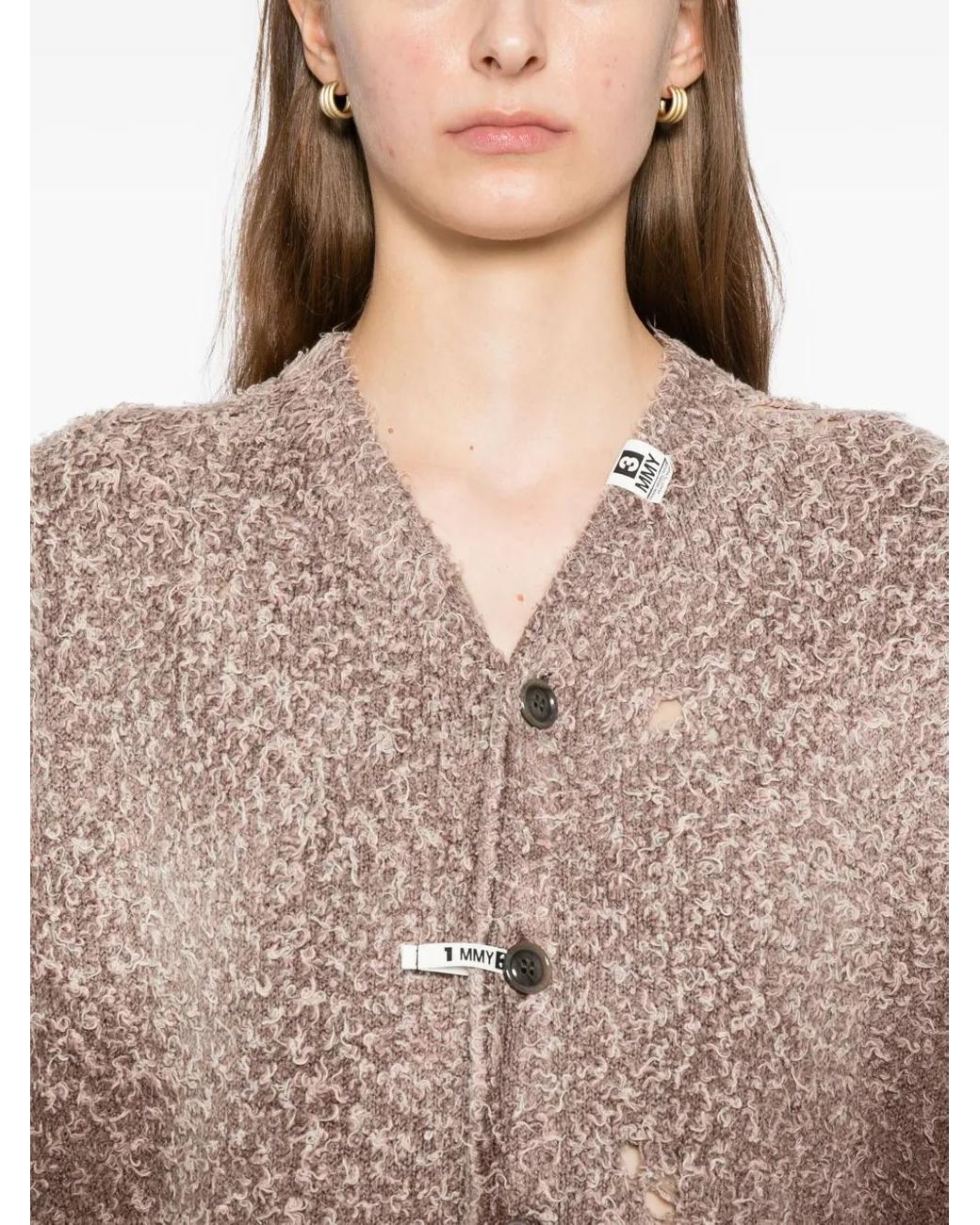 Maison Mihara Yasuhiro Brown Distressed Cardigan