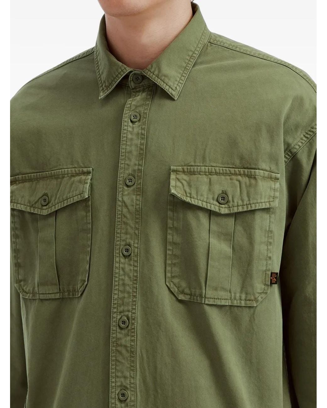 Izzue Green Flap-Pocket Shirt for men