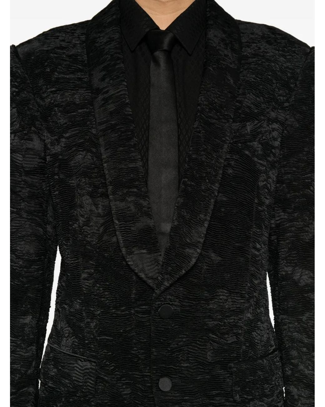 Tom Ford Black Plissé-Textured Silk-Blend Blazer for men