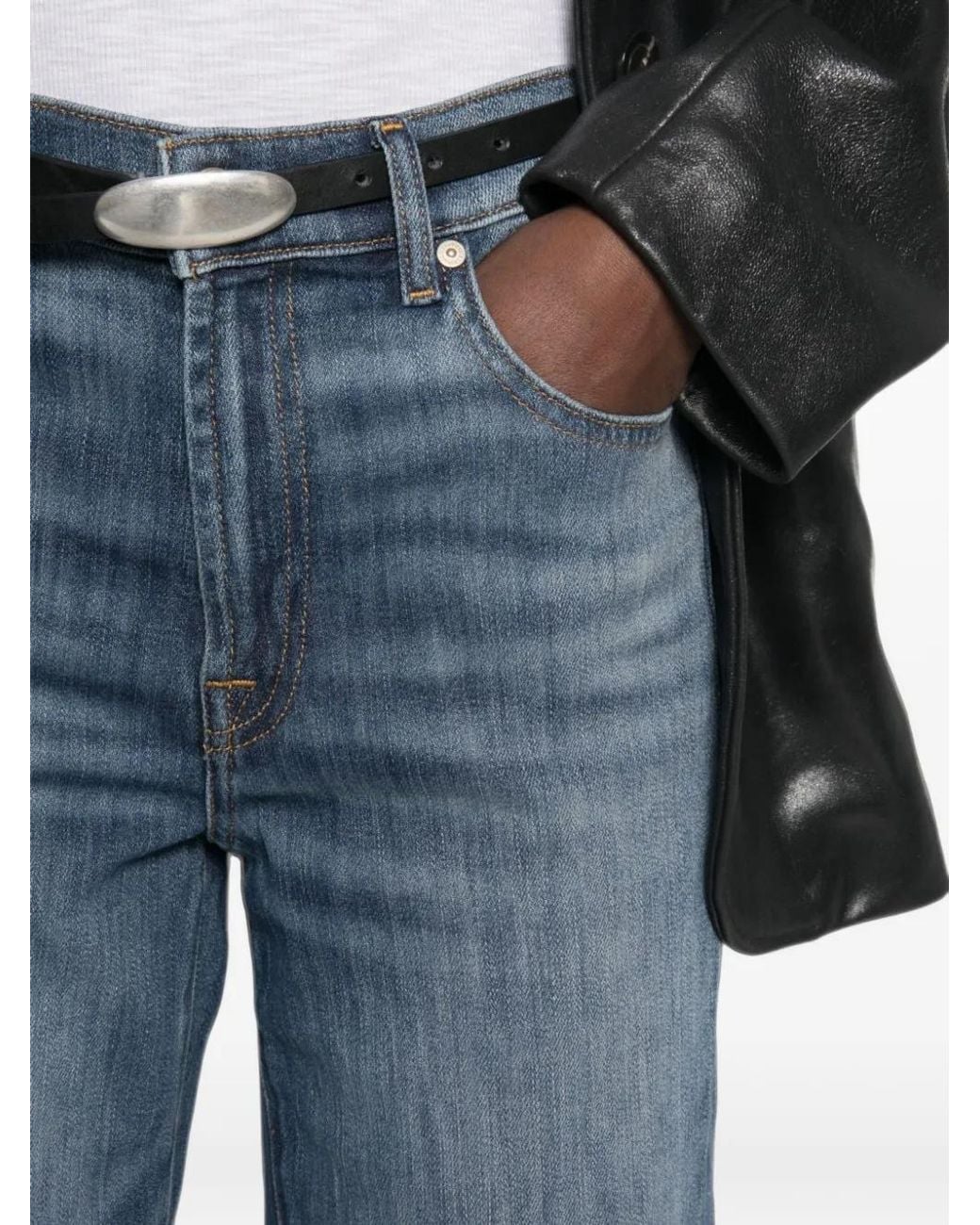 Seven7 Blue Stovepipe Mid-Wash Jeans